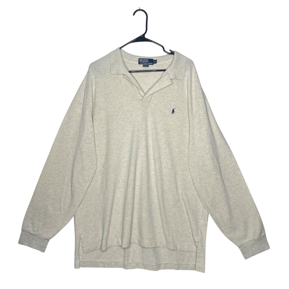 Polo by Ralph Lauren Cotton Pullover XXL Cream Long Sleeve Shirt Preppy‎ Logo